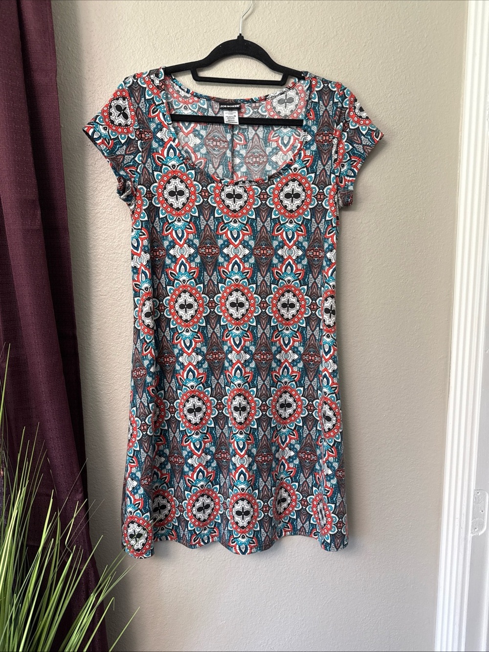 #791 Joe Boxer Short Sleeve Paisley Shirt Dress Size Medium